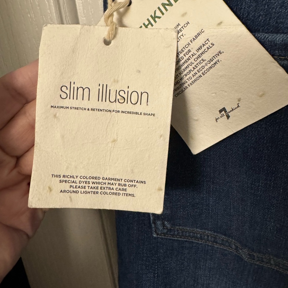 NWT 7 For All Mankind Blue Cropped Flare Jeans - Picture 4 of 7